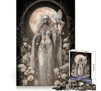 White Santa Muerte with Owl And Roses Jigsaw Puzzles for Teenagers 1000 Focus Ability Relaxed Leisure Interlock Well Best Gift (38x26cm)