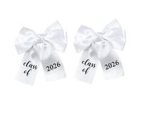 White Satin Bow for Graduation Season, Elegant Handmade Satin Hair Bow With Ribbon, Classic White Design Perfect for Graduation Ceremonies for Students, Girls And Women To Match Graduation (2Pc)