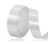 White Satin Ribbon 20mm x 22 Meters, Solid Colour Fabric Ribbon for Gift Wrapping, Crafting, Balloon, Sewing Project, Hair Bows, Bridal Bouquet, Wedding Favours Decoration