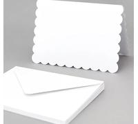 White Scalloped Card With White Envelope For Birthday Wedding Invitations Greeting Cards Crafts Christmas Cards Square A5 A6 A7 DL Envelopes With Blank Card Pack of 15 (8" x 8" 200mm Square)