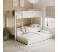 White Scalloped Triple Sleeper Bunk Bed with Trundle Gracie
