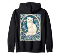White Scottish Fold Cat Art Nouveau Zip Hoodie