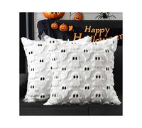 (White Screaming Ghost, 45cm/18inch*45cm/18inch，2pcs) Fall Halloween Throw Pillow Covers Decorative Pumpkin Pattern Pillowcases Soft Plush Cushions for Home Patio Sofa Couch