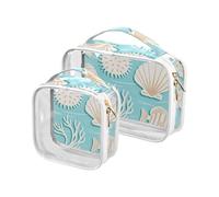 White Sea Shell Blue Waves Toiletry Bag Travel TSA Approved Water-Resistant Makeup Bag Small Men’s Shaving kit