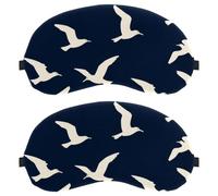 White Seagulls on Navy Blue Background Dutch Velvet Sleep Shade