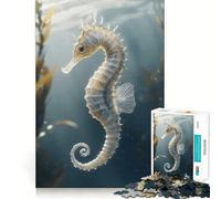 White Seahorse Underwater 1000 Piece Teenager Puzzles Mental Focus Game Precision Cut Smooth Edges Christmas Stocking Stuffer Game (50x75cm)