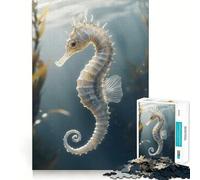 White Seahorse Underwater Jigsaw Puzzles1000 Pieces Recall Skill Fun Professional Grade Cutting Thoughtful Gift for Mind Activity (38x52cm)