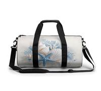 White Seashells and Blue Starfish Travel Gym Bag for Women Men Cylindrical Duffle Bag Sport Workout Bag with Shoulder Strap