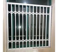 White Security Bars for Windows, Adjustable Anti-Theft Sliding Grills with Locks, 50-210 cm, Ideal for Home Protection and Child Safety.