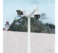 White Security Camera Pole Weatherproof, Outdoor CCTV Surveillance Mount Bracket Heavy-Duty, Wall Dome/Gun Cameras Holder for Backyard Driveway(1.2m/3.94ft)