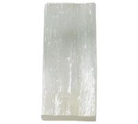 White Selenite Crystal Tile Flat Rectangle Decorative Mineral Display | Gypsum Stone, Polished Translucent Surface, Portable Ornament for Figurines, Small Stones, Desks and Craft Workstations