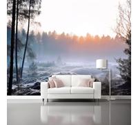 White Self-Adhesive Wallpaper Mural, Landscape Forest Snow Patterned Wall Decor for Living Room Bedroom, Home Decoration Wall Stickers for Teen Kids Bedroom Playroom 250 x 175 cm