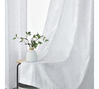 White Semi-Sheer Curtains with Silver Foil Dots, 2 Panels W52 x L95 Inch