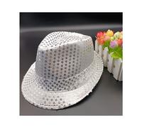 (White) Sequin Hat Trilby Cap Sequinned Dance Party Costume Mj Performance Jazz Fedora