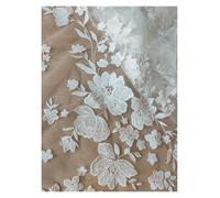 White Sequin Lace Floral Fabric Wedding Dress Veil Skirt Clothing DIY Handmade Accessories 1 Yards