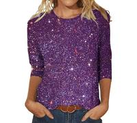 White Sequin Top with Black Bow Womens Sparkly Sequin Tops Crew Neck 3/4 Sleeve Shiny T Shirts Evening Clubbing Party Blouses Top Glitter Casual Tee Shirt Black Sparkly Top Girls Age 8