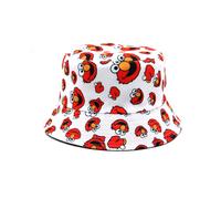 (White) Sesame Street Fisherman Hat Bucket Cap Hip Hop Beach Hat Man Woman Sided Double