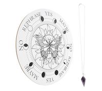 White Seven Chakra Plate Wooden Carved Decor with Pendant