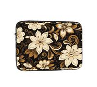 White Seven Petal Flower Patterned Laptop Sleeve 12 Inch Shockproof for Slim Protective Notebook Computer Bag Briefcase