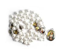 (white) Seven Sorrows Of Mary Rosary Chaplet Acrylic Beads Catholic Jewelry Necklace For Women Men