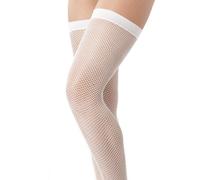 White Sexy Fishnet Stockings Thigh High Nylon Semi Sheer Hosiery Winter Fashion