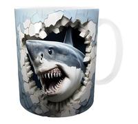 White shark design ceramic mug, let every sip be an inspiration full of colors