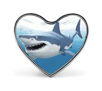 White Shark Heart Shape Lapel Pin Personalized Pinback Button Badges Retro Punk Button Pin Kawaii Heart Badges for Men Women Clothes Bags Hats & Gift