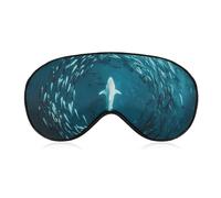 White Shark Hunting Fishes in The Blue Ocean Sleep Mask Lightweight Blindfold Eye Mask with Adjustable Strap for Men Women