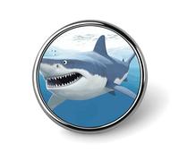 White Shark Round Badge Cute Brooch Hats Jackets Decor Personalized Lapel Pin Clothing Jewelry Accessories for Wedding Party Gift