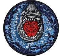 White Shark Sew on Patch - Exclusive Iron Patches for Shark Lovers, Aquatic Life Lovers - Wildly Popular Save Aquatic Life Emblem for Jackets, Jeans, Backpacks, Hats, Shirts - 70X70 mm