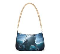 White Shark Stormy Ocean Waves Floral Shoulder Bag for Women Hobo Clutch Purse Print Clutch Handbag Zipper Closure
