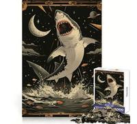 White Shark Tarot Card 1000 Piece Jigsaw Puzzles for Adults Jigsaw Boost Memory Peaceful Recreation Quality Cut Memorable Gift (38x26cm)