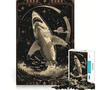 White Shark Tarot Card Adults 1000 Pieces Puzzle Mind Training Fun Burr Free Clean Cut Pieces Heartwarming Gathering Activity (38x26cm)