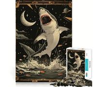 White Shark Tarot Card Jigsaw Puzzle 1000 Pieces Focus Building Toy Firm Fit Secure Assembly Holiday Indoor Entertainment Toy (38x52cm)