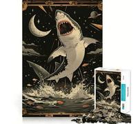 White Shark Tarot Card Jigsaw Puzzles 1000 Recall Fun Play Burr Free Clean Cut Pieces Portable Travel Friendly Fun Game (38x26cm)