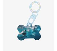 White Sharks Printed Acrylic Bone-Shaped Pet Tag with Colorful Chain and Lovely Pet Identification Tag.