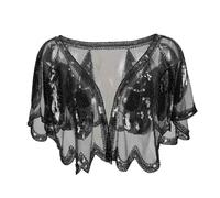 White Shawl 1920s Shawl Flapper Sequin Cape Adult Gatsby Bolero Shrug Wrap Cover Up Cape Coverage Capelet Over Sleeveless Dress Ladies Flapper Art Deco Vintage Dress Costume