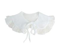 White Shawl for Fake Collar Female Ruffled Trim Detachable Half Shirt Scarf