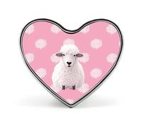 White Sheep on Pink Background Brooch Elegant And Graceful Heart Lapel Pin Love Printed Cute Badge Unisex Fashion Broochs for Bag Jacket Clothes Accessories Love form Style