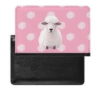 White Sheep on Pink Background Passport Holder Passport Cover Protector Essentials with Credit Card Slots for Women Men