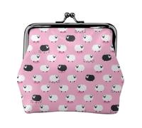 White Sheep On Pink Background Print Coin Purse Wallet Buckle Kiss Lock Change Purse Change Holder Wallet Coin Purse
