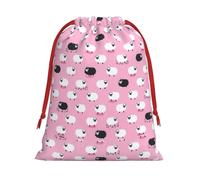 White Sheep On Pink Background Print Gift Drawstring Bag Reusable Pouch Festive Decor Party Favor Daily Storage Sack
