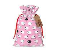 White Sheep On Pink Background Print Gift Drawstring Bags Reusable Present Sack Versatile Birthday Holiday Party Favors