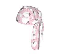White sheep on pink background Print Helmet Cap Quick Dry Cycling Skull Wrap Breathable Polyester Adjustable Adult Summer Beanie