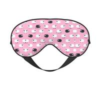 White Sheep On Pink Background Print Sleep Eye Mask with Adjustable Strap Soft for Airplane Travel Relax Yoga Nap Meditation