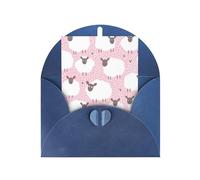 White Sheep On Pink Background Printing Holiday Love Buckle Pearl Paper Envelopes Greeting Vertical Thinking Of You Cards 6 X 4 Inch