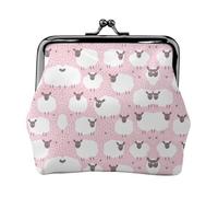 White Sheep On Pink Background Printing Small Coin Purse, Lightweight Travel Wallet for Sightseeing Tours and Shopping Sprees