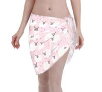 White Sheep On Pink Background Printing Summer Swimsuit for Women Sarong Beach Bikini Wrap Sheer Short Skirt Chiffon for Swimwear