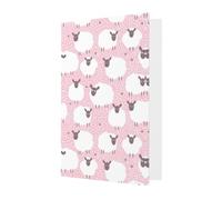 White Sheep On Pink Background Printing Vertical Love Buckle Pearl Paper Holiday Greeting Card With Envelopes For Friends, Family