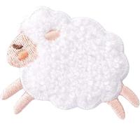 White Sheep-Right Plush Iron On Patches, Cartoon Clothes Appliques Creative Animal Badges Appliques, Soft Sewing Appliques DIY Sewing Patches Embroidered